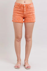 Peach Tie-Dye Mid Rise Denim Shorts Judy Blue